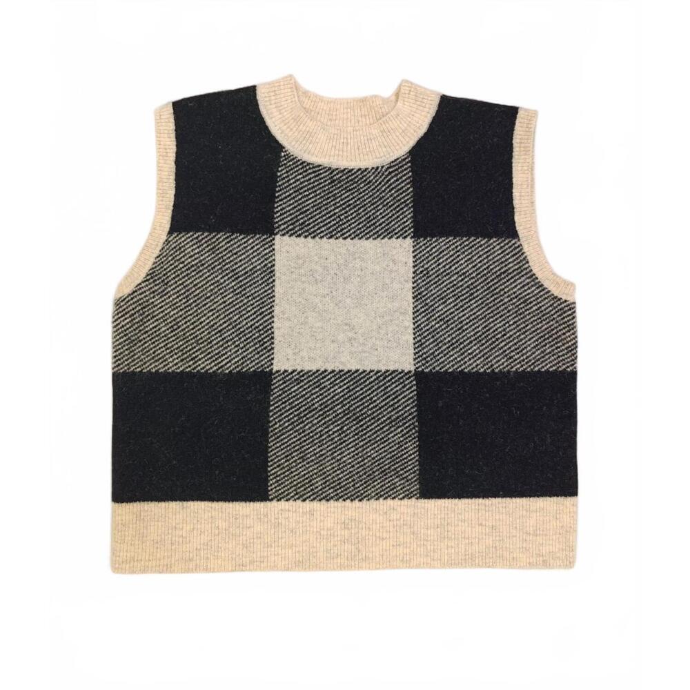 NEW KATHIE K women's sweater vest in black/light beige